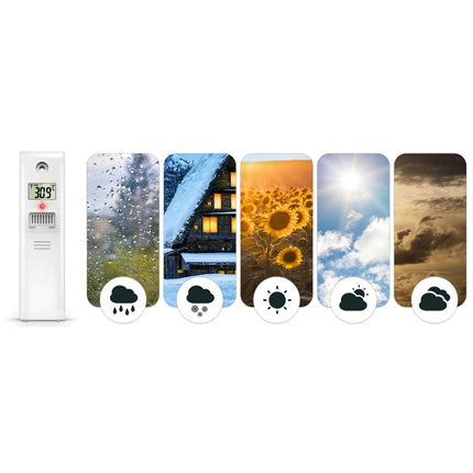 Trådløs vejrstation sensor til temperatur og fugtighed - batteridrevet, 100 m rækkevidde