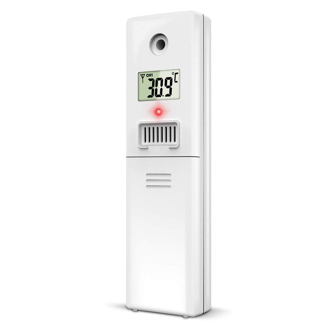 Trådløs vejrstation sensor til temperatur og fugtighed - batteridrevet, 100 m rækkevidde
