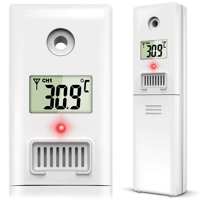 Trådløs vejrstation sensor til temperatur og fugtighed - batteridrevet, 100 m rækkevidde