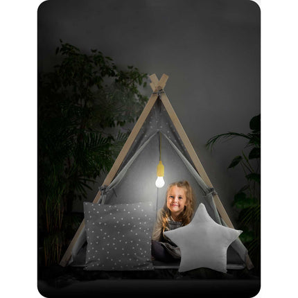 Børnetelt i tipi-design med LED-lampe og puder - perfekt til leg og indretning af børneværelset
