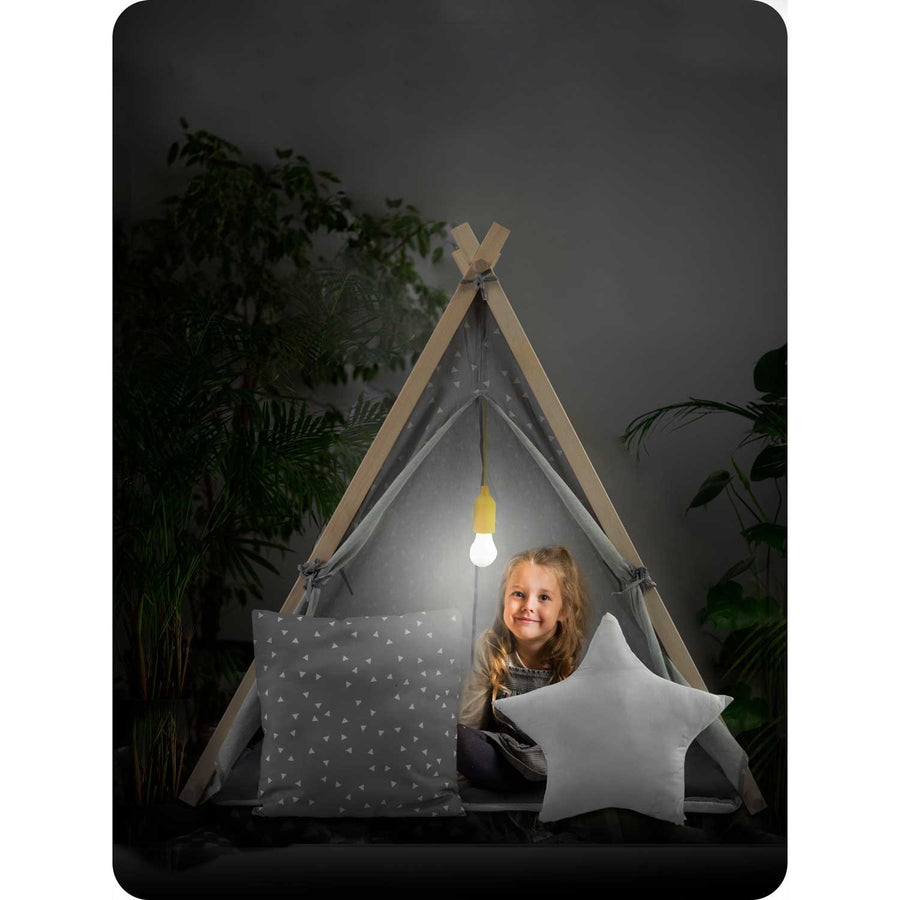 Børnetelt i tipi-design med LED-lampe og puder - perfekt til leg og indretning af børneværelset
