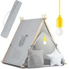 Børnetelt i tipi-design med LED-lampe og puder - perfekt til leg og indretning af børneværelset