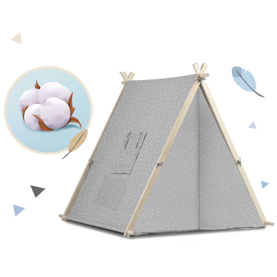 Børnetelt i tipi-design med LED-lampe og puder - perfekt til leg og indretning af børneværelset
