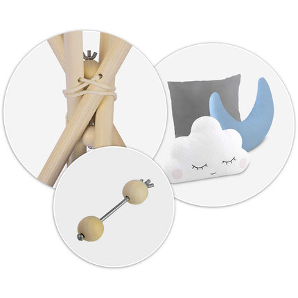 Børnetelt i tipi-design til leg og fantasi - sikkert og komfortabelt med puder og isolerende måtte