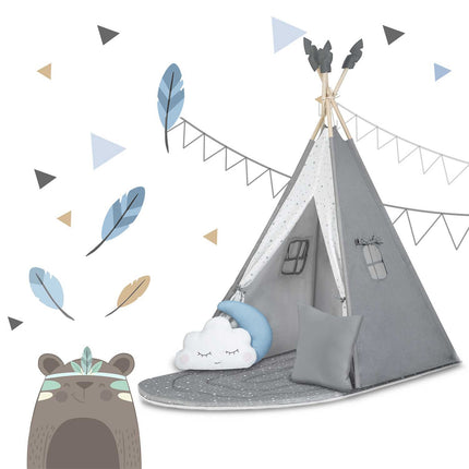 Børnetelt i tipi-design til leg og fantasi - sikkert og komfortabelt med puder og isolerende måtte