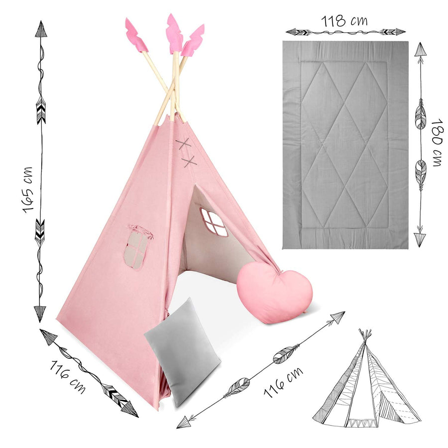Børnetelt i tipi-design til leg og fantasi - perfekt til indendørs og udendørs brug