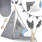 Børnetelt i tipi-design til leg og fantasi - sikkert og komfortabelt med puder og isolerende måtte