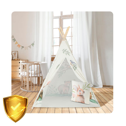 Børnetelt i tipi-design til leg og indretning af børneværelser - inkl. pude og stabilisator