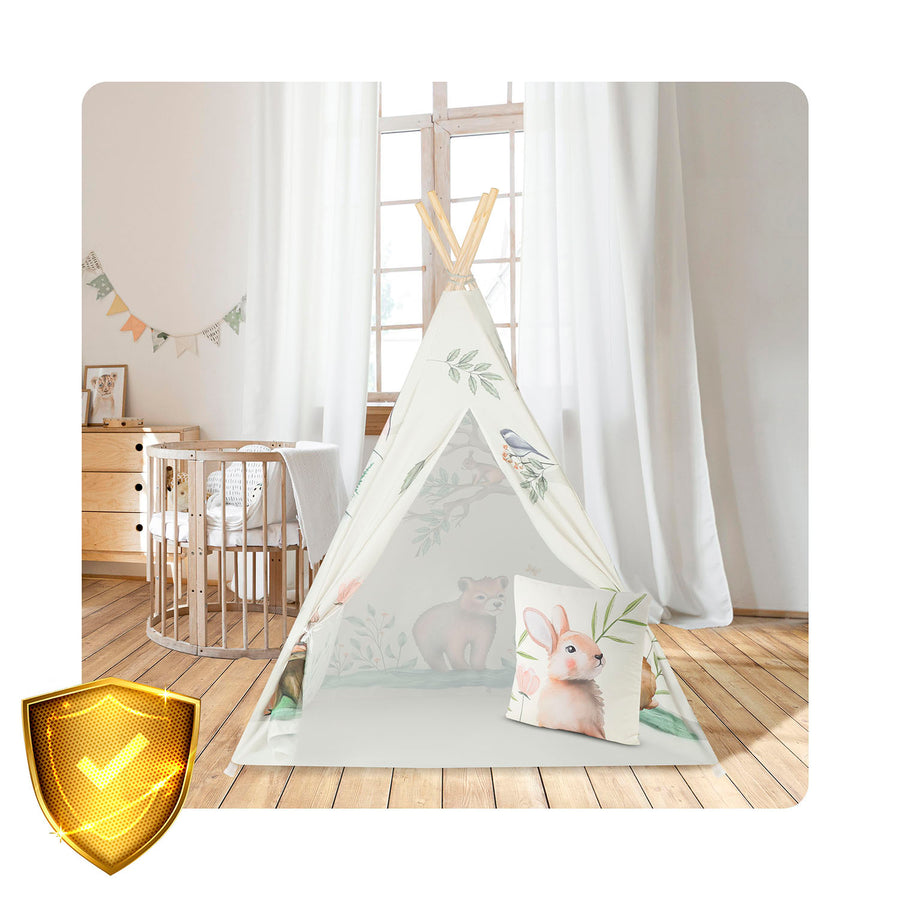 Børnetelt i tipi-design til leg og indretning af børneværelser - inkl. pude og stabilisator