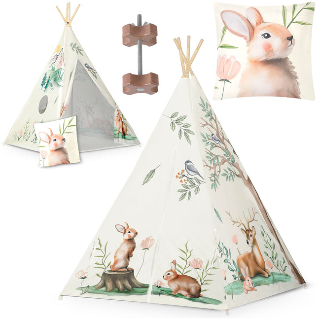 Børnetelt i tipi-design til leg og indretning af børneværelser - inkl. pude og stabilisator