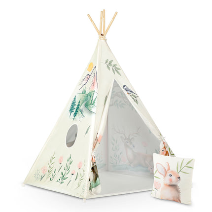 Børnetelt i tipi-design til leg og indretning af børneværelser - inkl. pude og stabilisator