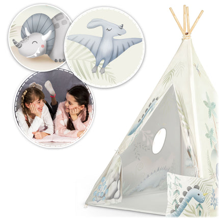 Børnetelt i tipi-design med dinosaurer - perfekt til leg og indretning af børneværelset