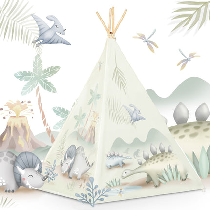 Børnetelt i tipi-design med dinosaurer - perfekt til leg og indretning af børneværelset