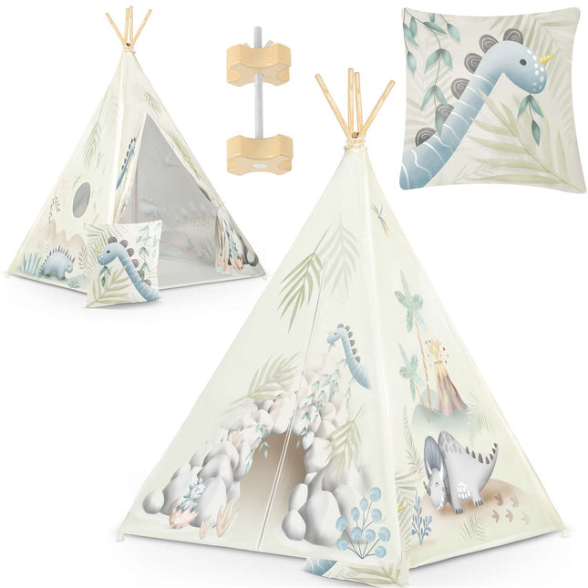 Børnetelt i tipi-design med dinosaurer - perfekt til leg og indretning af børneværelset