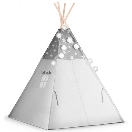 Børnetelt i tipi-design med lys og puder - perfekt til leg og indretning af børneværelset