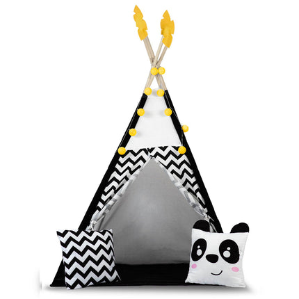 Børnetelt i tipi-design med puder og guirlande - perfekt til leg og indretning af børneværelset