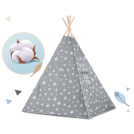 Børnetelt i tipi-design med lys og puder - perfekt til leg og indretning af børneværelset