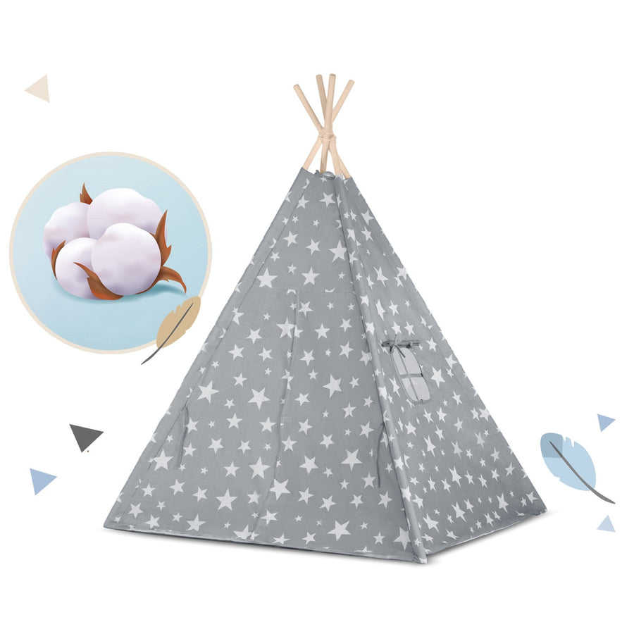 Børnetelt i tipi-design med lys og puder - perfekt til leg og indretning af børneværelset