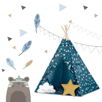 Børnetelt i tipi-design med lys og puder - perfekt til leg og indretning af børneværelset