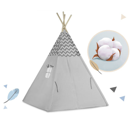 Børnetelt i tipi-design med lys og puder - perfekt til leg og indretning af børneværelset