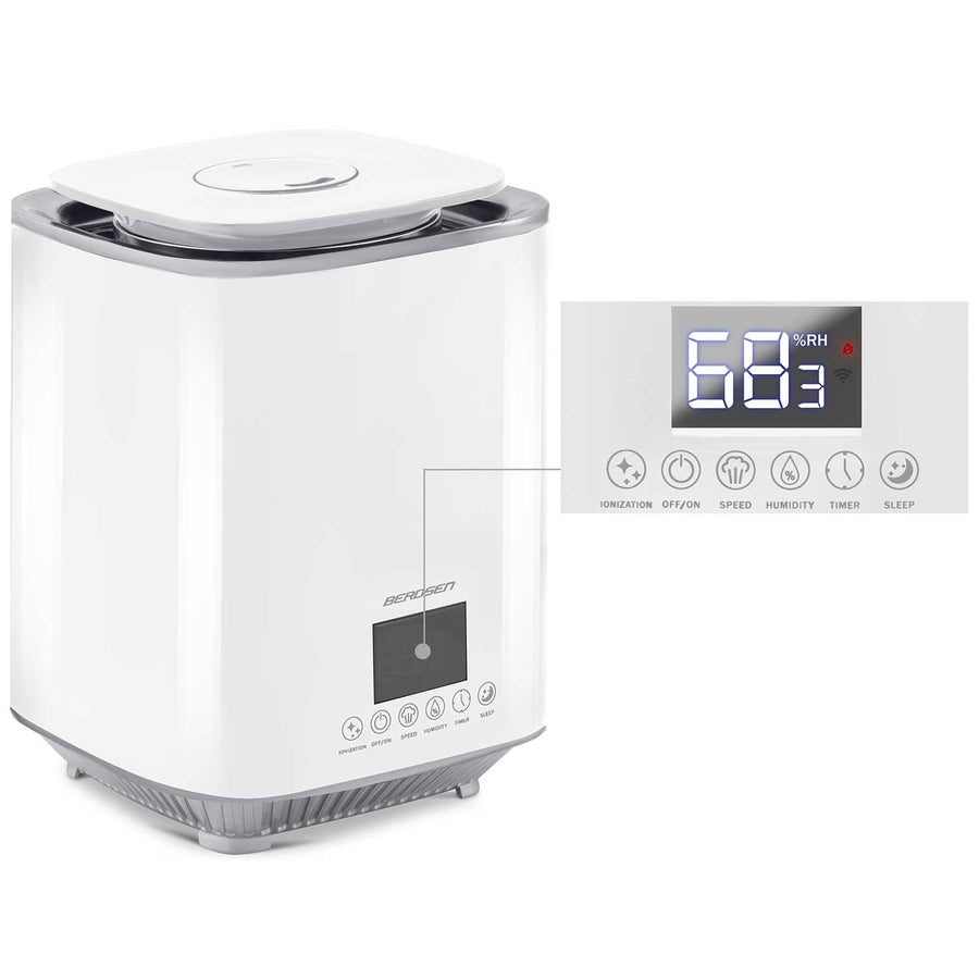 Moderne luftfugter med ionisering og aromaterapi - 2,6L vandtank