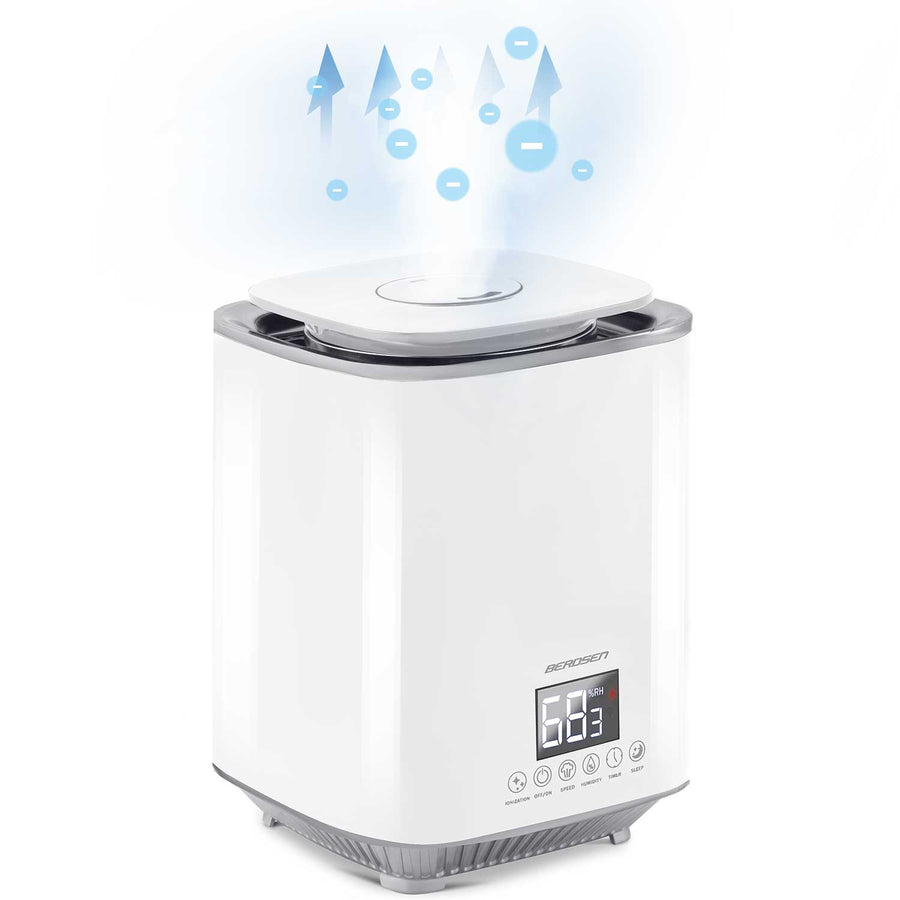 Moderne luftfugter med ionisering og aromaterapi - 2,6L vandtank