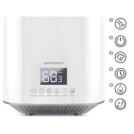 Moderne luftfugter med ionisering og aromaterapi - 2,6L vandtank