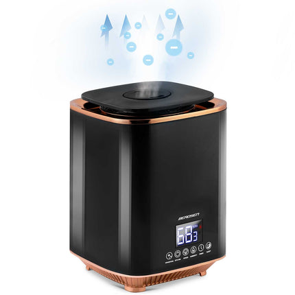 Luftfugter med ionisering og aromaterapi - 2,6L vandtank, automatisk slukning, hygrostat og LED berøringspanel