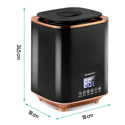 Luftfugter med ionisering og aromaterapi - 2,6L vandtank, automatisk slukning, hygrostat og LED berøringspanel