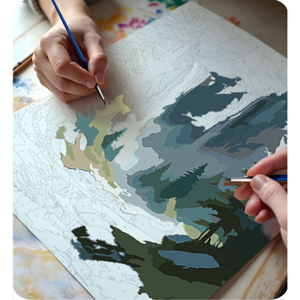 Mal efter nummer sæt 40x50 cm - Kreativ hobby med bjerglandskab motiv