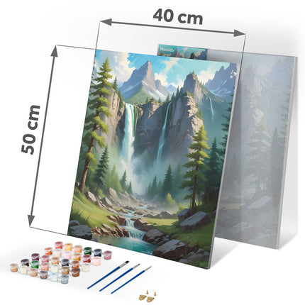 Mal efter nummer sæt 40x50 cm - Kreativ hobby med bjerglandskab motiv
