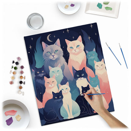 Mal efter nummer sæt 40x50 cm - Kreativ maleri med kattemotiv til alle aldre