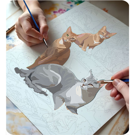 Mal efter nummer sæt 40x50 cm - Kreativ maleri med kattemotiv til alle aldre