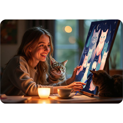 Mal efter nummer sæt 40x50 cm - Kreativ maleri med kattemotiv til alle aldre