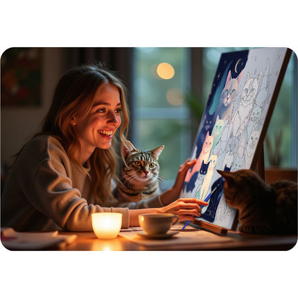 Mal efter nummer sæt 40x50 cm - Kreativ maleri med kattemotiv til alle aldre