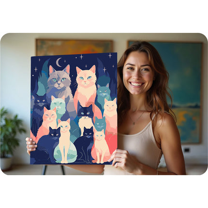 Mal efter nummer sæt 40x50 cm - Kreativ maleri med kattemotiv til alle aldre