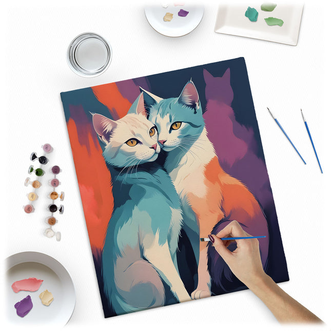 Mal efter nummer sæt med kattemotiv - 40x50 cm kreativt maleri til alle aldre