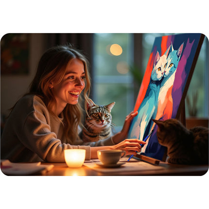 Mal efter nummer sæt med kattemotiv - 40x50 cm kreativt maleri til alle aldre