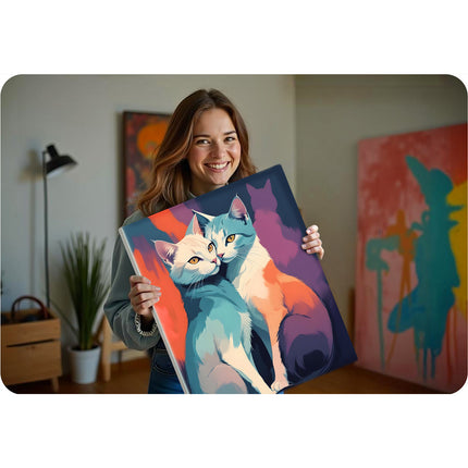 Mal efter nummer sæt med kattemotiv - 40x50 cm kreativt maleri til alle aldre