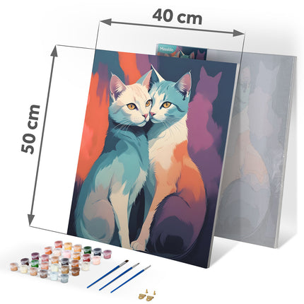 Mal efter nummer sæt med kattemotiv - 40x50 cm kreativt maleri til alle aldre