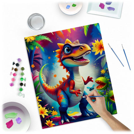 Mal efter nummer sæt med dinosaur-motiv 40x50 cm - kreativ hobby for hele familien