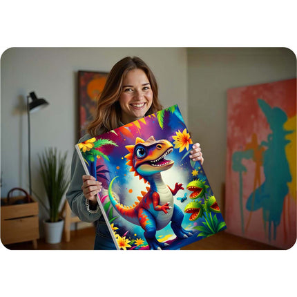 Mal efter nummer sæt med dinosaur-motiv 40x50 cm - kreativ hobby for hele familien