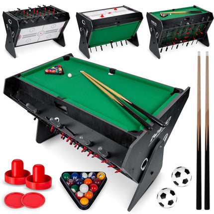 Spillebord 3-i-1 med Billard, Airhockey og Bordfodbold - Perfekt til Familieunderholdning