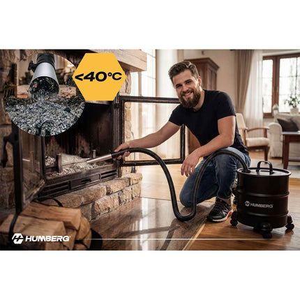 Askesuger til pejs, ovn og grill 1000 W med 18 l metalbeholder og HEPA-filter