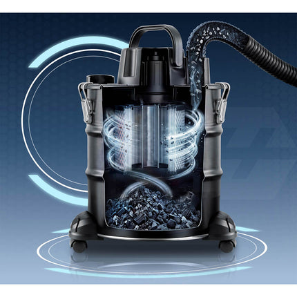 Askesuger til pejs, ovn og grill 1000 W med 18 l metalbeholder og HEPA-filter