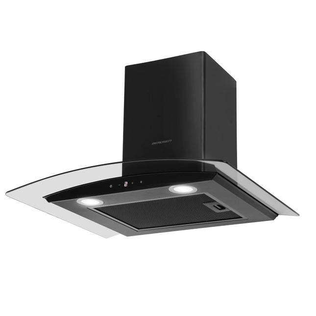 Emhætte 60 cm med skorsten i sort rustfrit stål - moderne design til dit køkken
