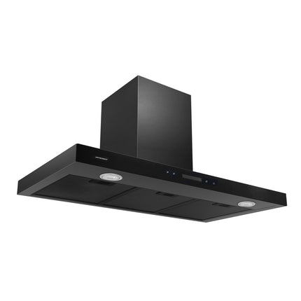 Køkkenemhætte 90 cm med sort rustfrit stål og LED-belysning - Effektiv udsugning og absorbering til moderne køkkener