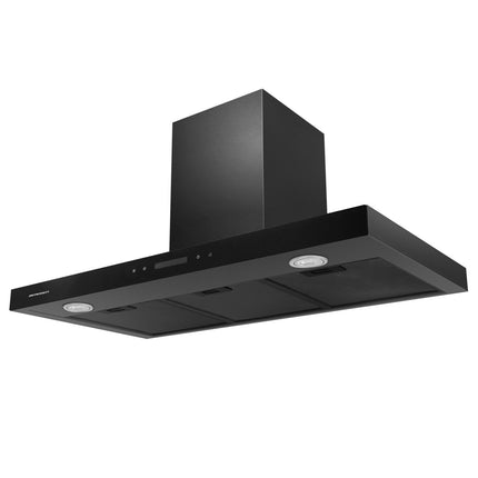 Køkkenemhætte 90 cm med sort rustfrit stål og LED-belysning - Effektiv udsugning og absorbering til moderne køkkener