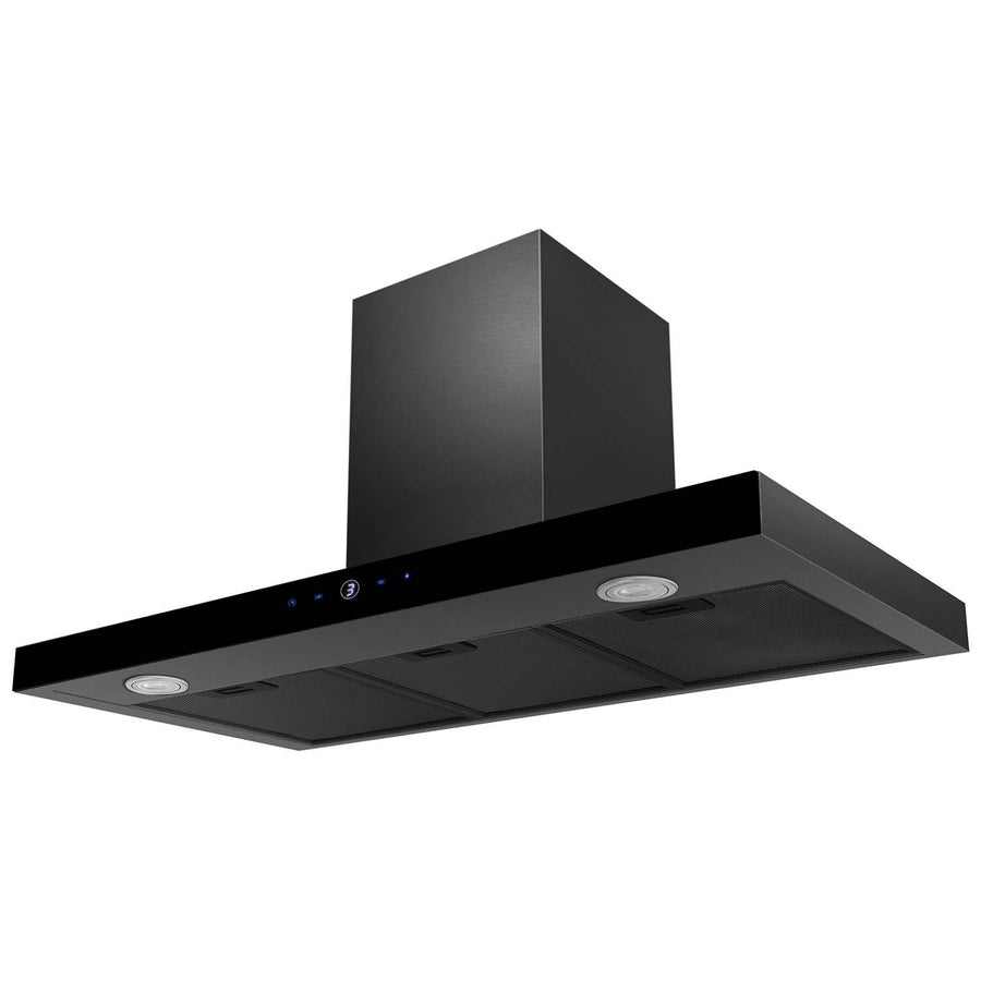 Køkkenemhætte 90 cm i sort rustfrit stål med LED-belysning og berøringskontrol - effektiv lugtfjernelse og energibesparende design