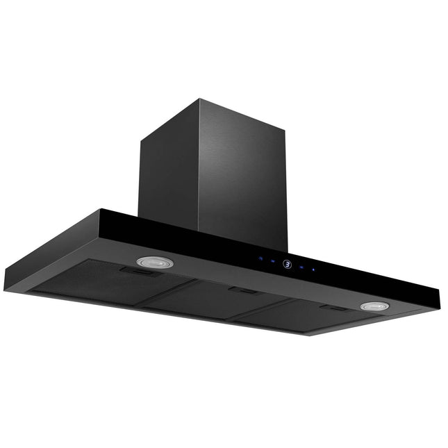 Køkkenemhætte 90 cm i sort rustfrit stål med LED-belysning og berøringskontrol - effektiv lugtfjernelse og energibesparende design